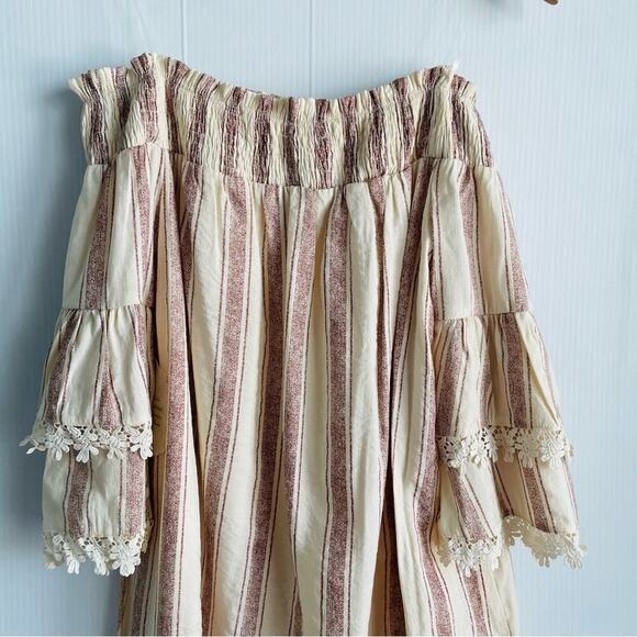 🆕 Altar’d State off the shoulder boho long sleeve dress striped size small NWT - Picture 7 of 11